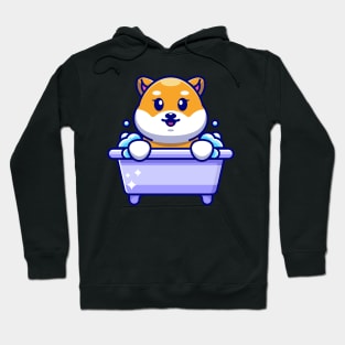 Cute shiba inu dog in a bathtub cartoon character Hoodie